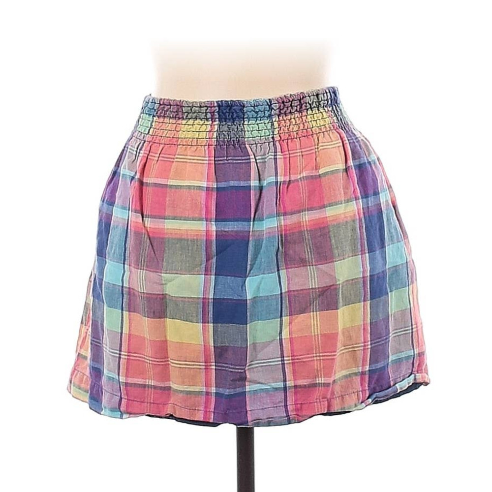 Hollister Skirt Womens Large Linen Plaid Mini Stretch Cotton Casual Ladies